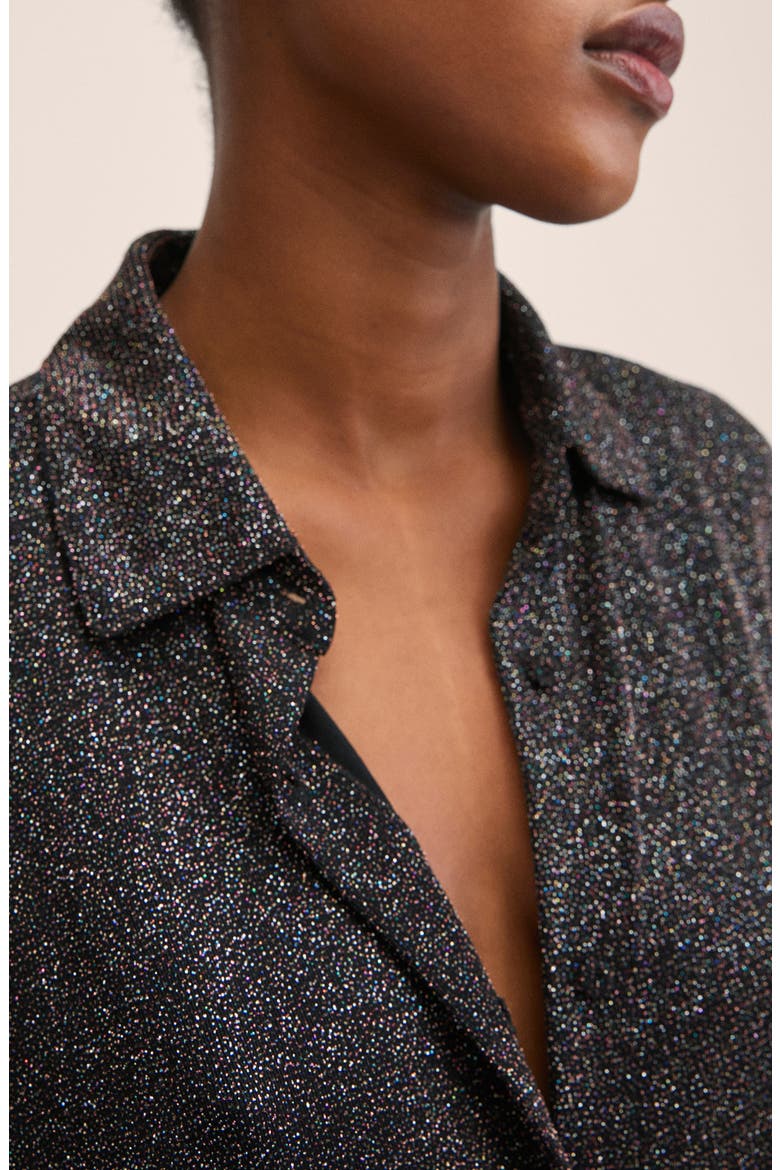 Metallic Long Sleeve Button-Up Blouse, Alternate, color, BLACK/COPPER