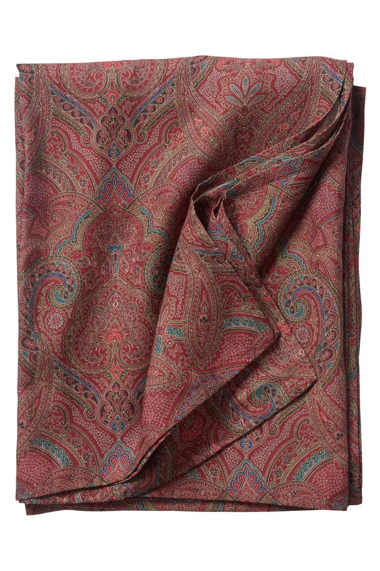Paisley Linen Tablecloth, Main, color, RED