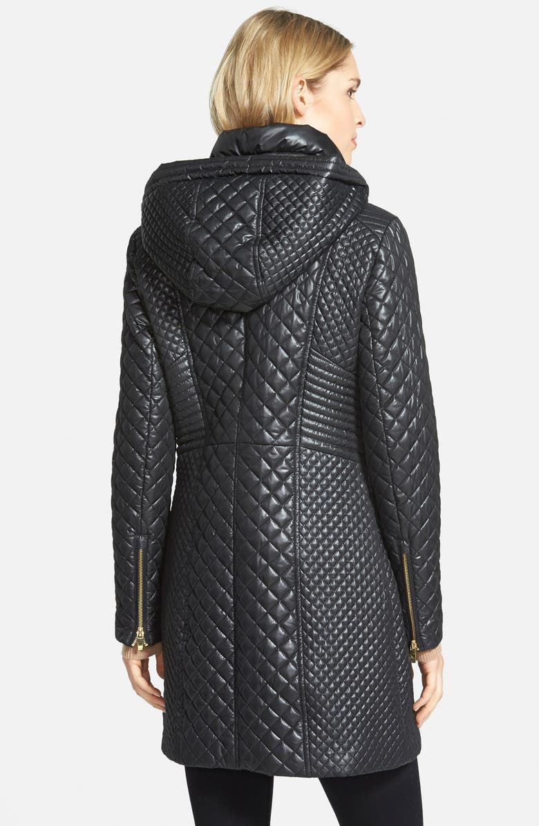 Via Spiga Hooded Front Zip Quilted Coat, Alternate, color, 