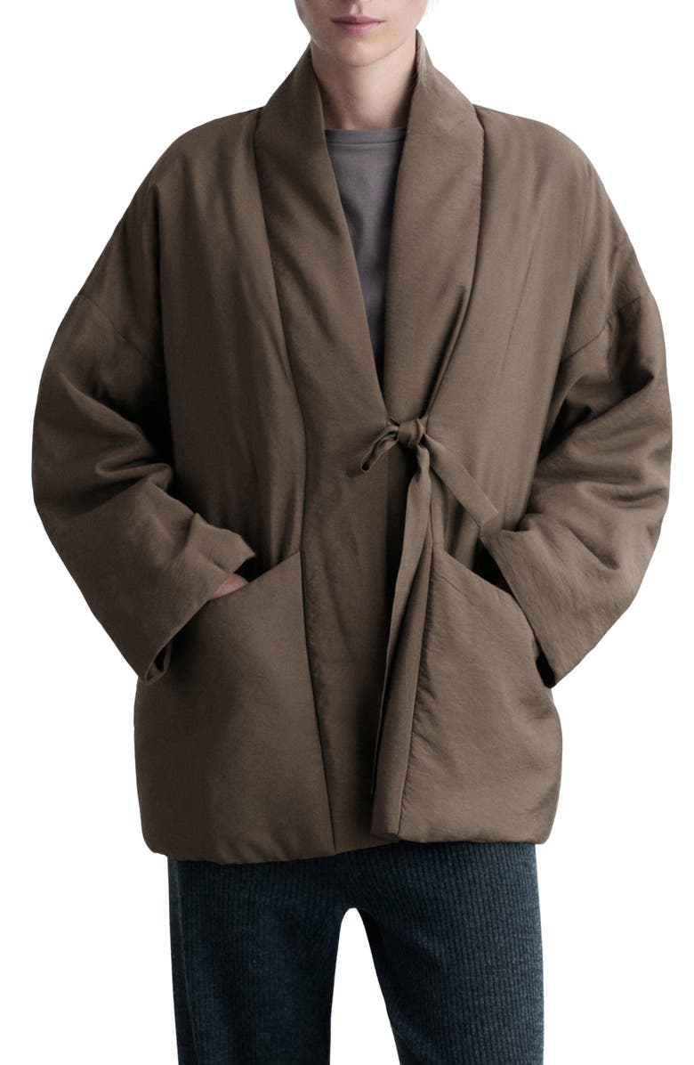 MANGO Short Satin Robe, Main, color, 