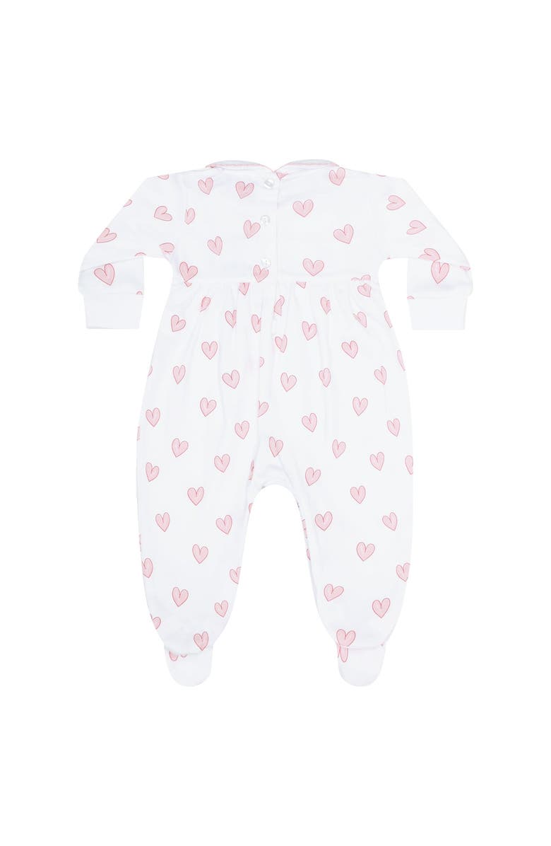 Nellapima Pink Heart Print Smocked Footie - Baby, Alternate, color, Pink