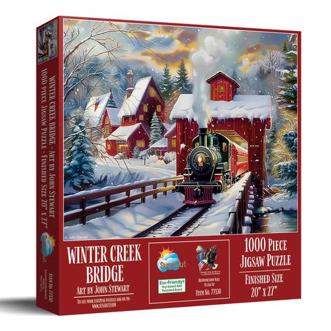 Winter Creek Bridge 1000 piece Jigsaw Puzzle for Adults