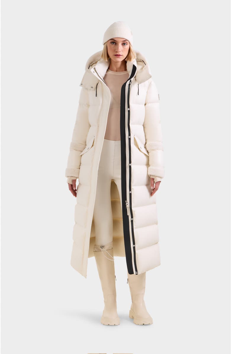 Rudsak Audrey Maxi Down Puffer with Faux Shearling Trim, Alternate, color, Vanilla