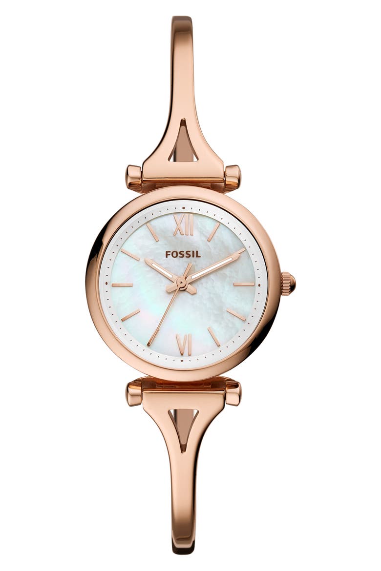 Mini Carlie Bracelet Watch, 28mm, Main, color, ROSE GOLD/ MOP/ ROSE GOLD