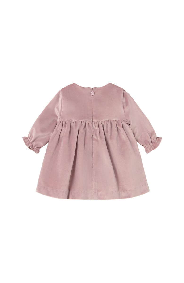 Mayoral Velvet Pleated Dress with Ruffle Cuffs, Alternate, color, Pink