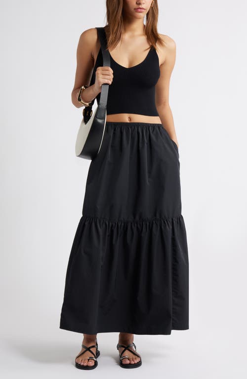 Open Edit Tiered Maxi Skirt In Blue