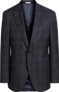 Peter Millar Flynn Classic Fit Navy Windowpane Check Wool Sport Coat