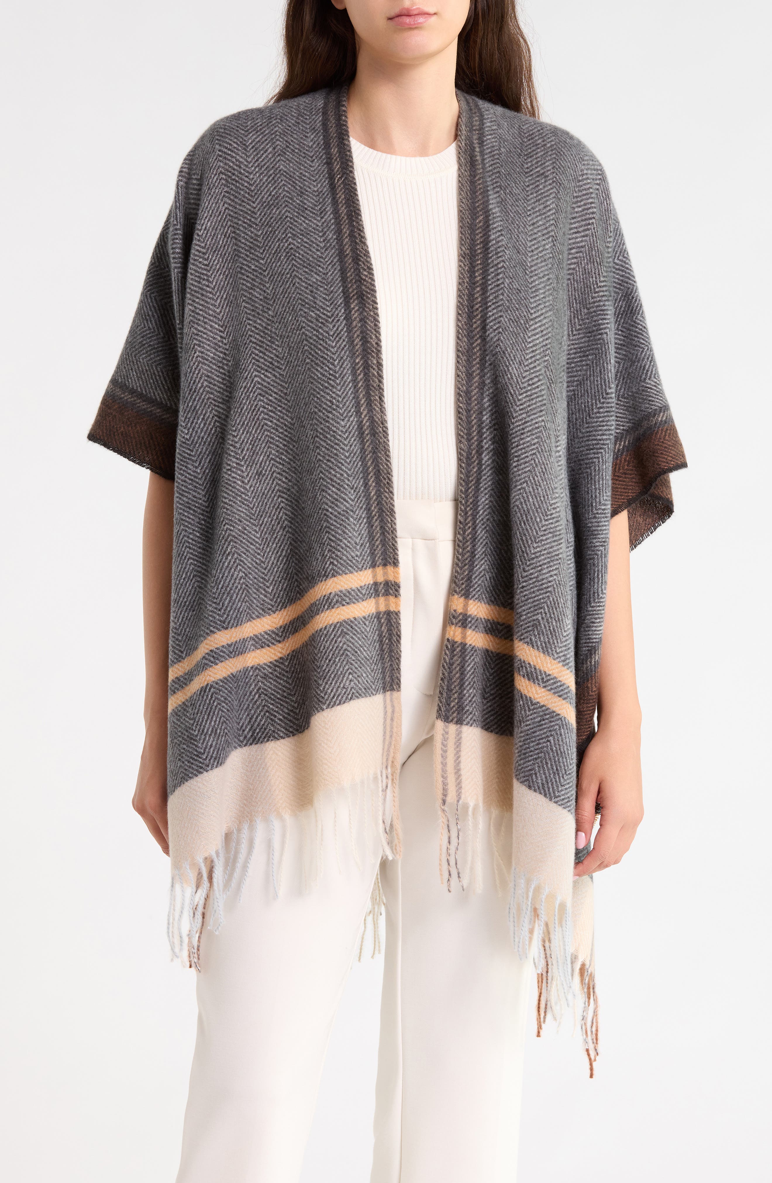 Feather Soft Large Stripe Ruana