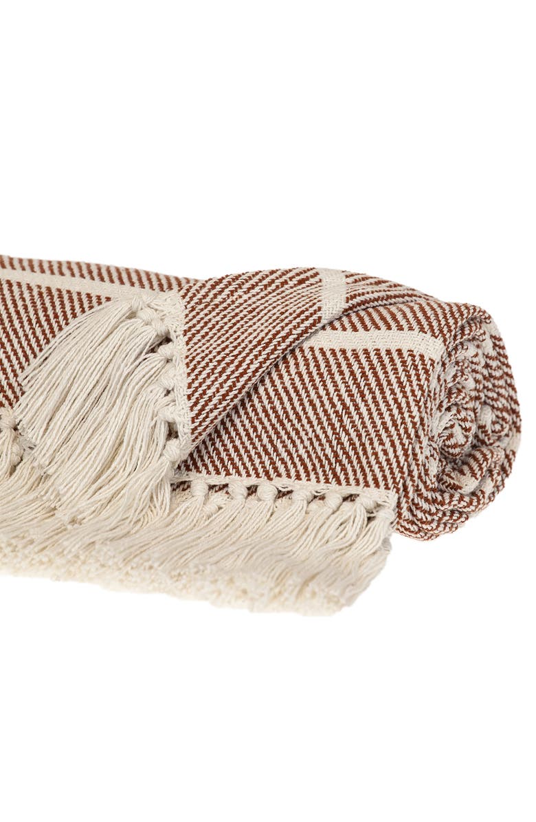 PARKLAND COLLECTION Mio Stripe Handloomed Throw Blanket, Alternate, color, Rust