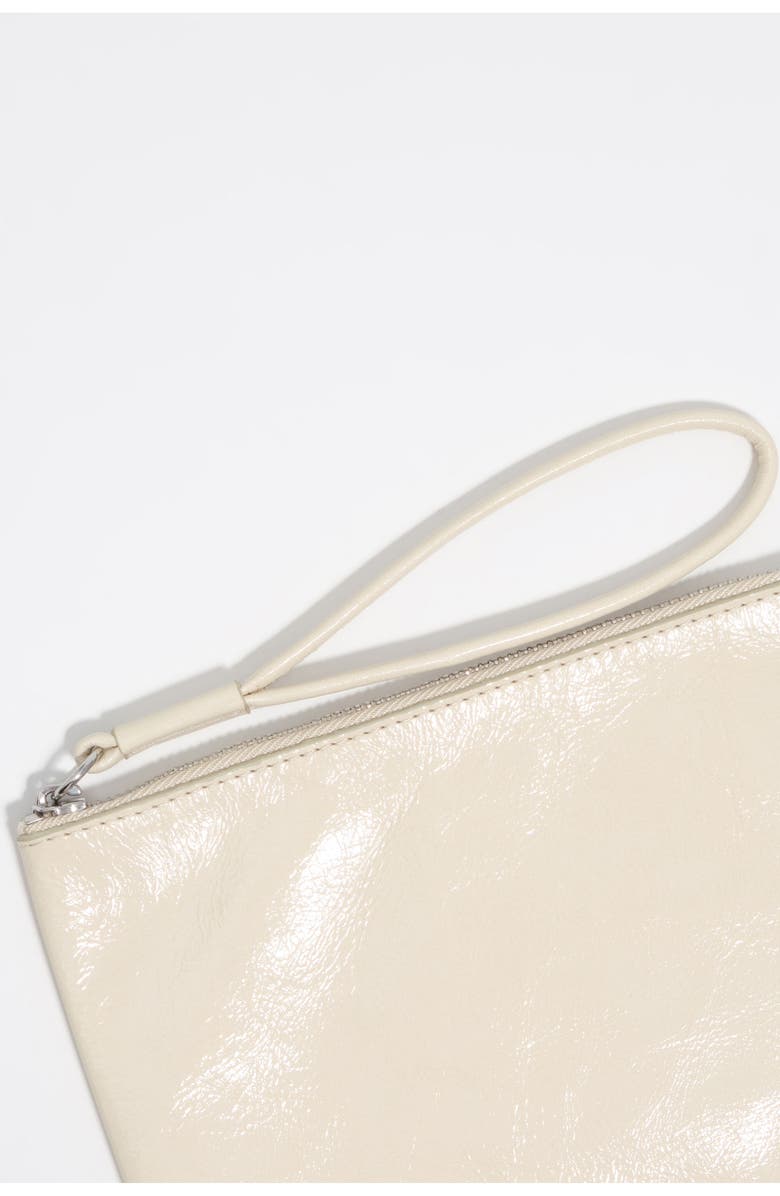 Bimba y Lola Medium Leather Zip Clutch, Alternate, color, Ivory