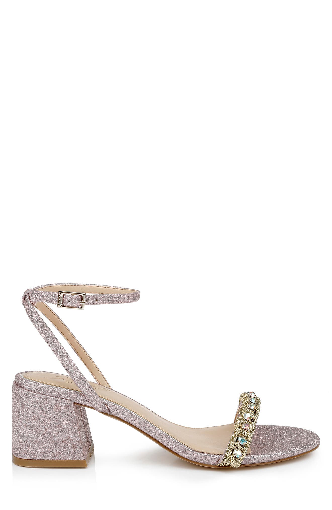 Jewel Badgley Mischka Odonna Embellished Ankle Strap Sandal, Alternate, color, Pale Pink