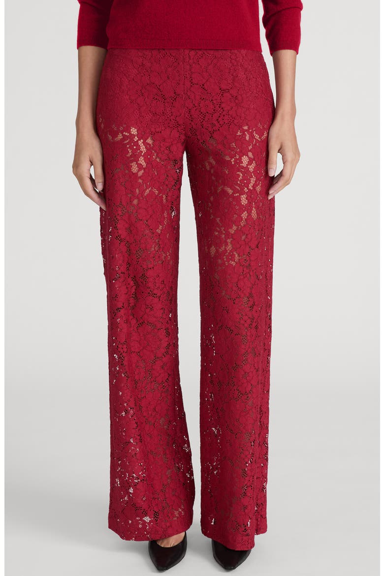 The Lace High Waist Wide Leg Pants, Main, color, DEEP RUBY