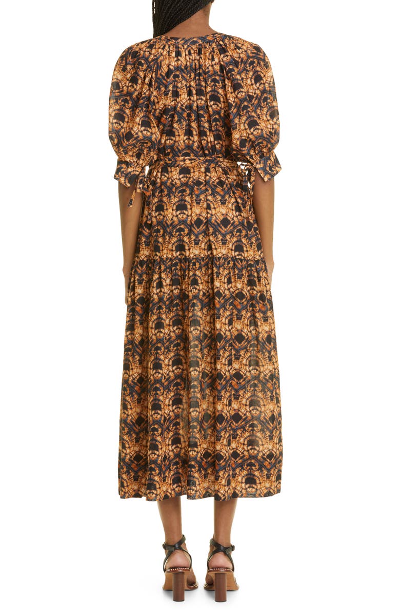 Ulla Johnson Selena Tie Dye Puff Sleeve Cover-Up Maxi Dress, Alternate, color, 