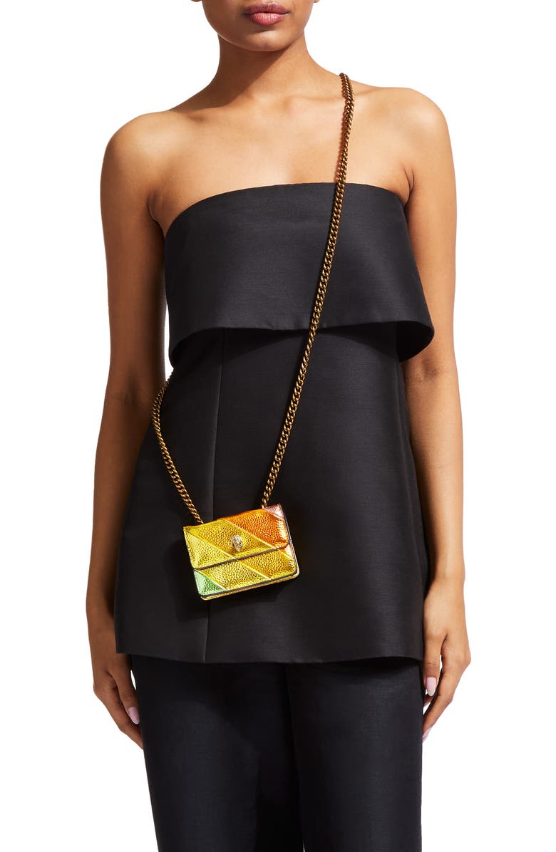 Kurt Geiger London Micro Kensington Metallic Faux Leather Crossbody Bag, Alternate, color,