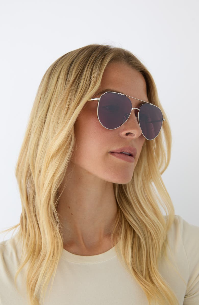 DIFF Dash 61mm Polarized Aviator Sunglasses, Alternate, color, Aubergine With Silver Flash