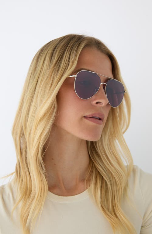 Diff Dash 61mm Polarized Aviator Sunglasses In Aubergine With Silver Flash