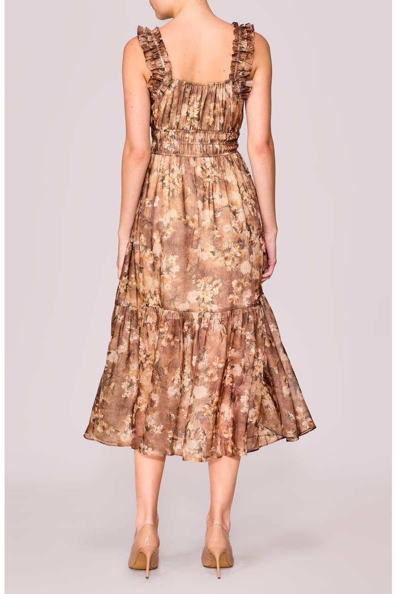 Floral Ruffle Tiered Midi Dress, Alternate, color, BEIGE FLORAL
