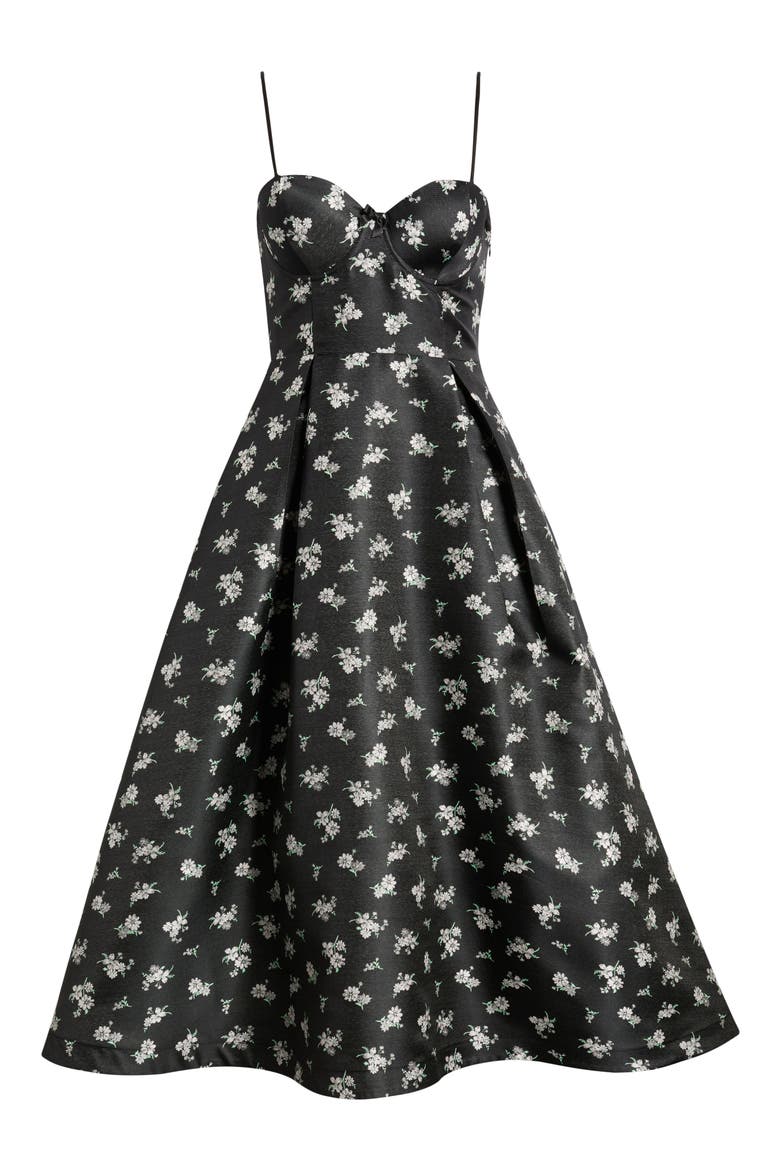 Quinn Floral Midi Cocktail Dress, Alternate, color, BLACK MULTI