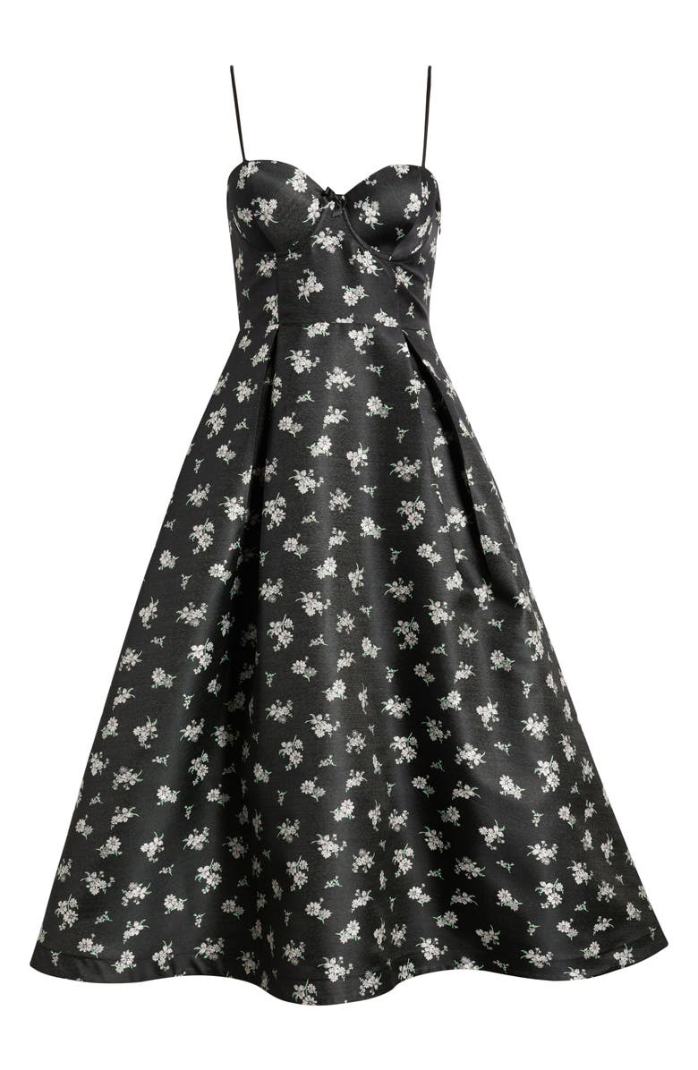 Lulus Quinn Floral Midi Cocktail Dress, Alternate, color, Black Multi