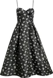 Lulus Quinn Floral Midi Cocktail Dress