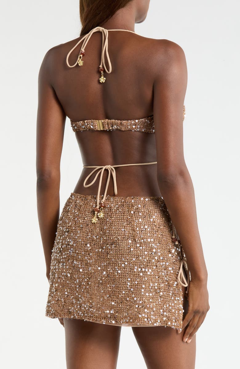 Kulani Kinis Sequin Strappy O-Ring Crop Top, Alternate, color, Esspresso Spritz