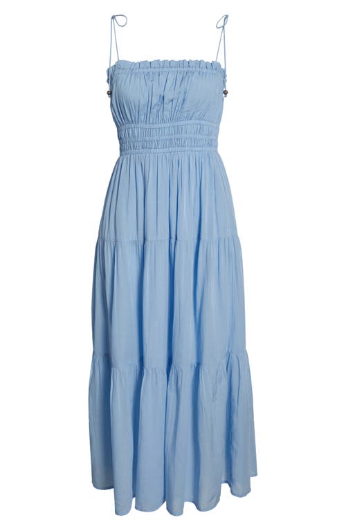 Elan Smocked Cover-up Midi Dress In Blue