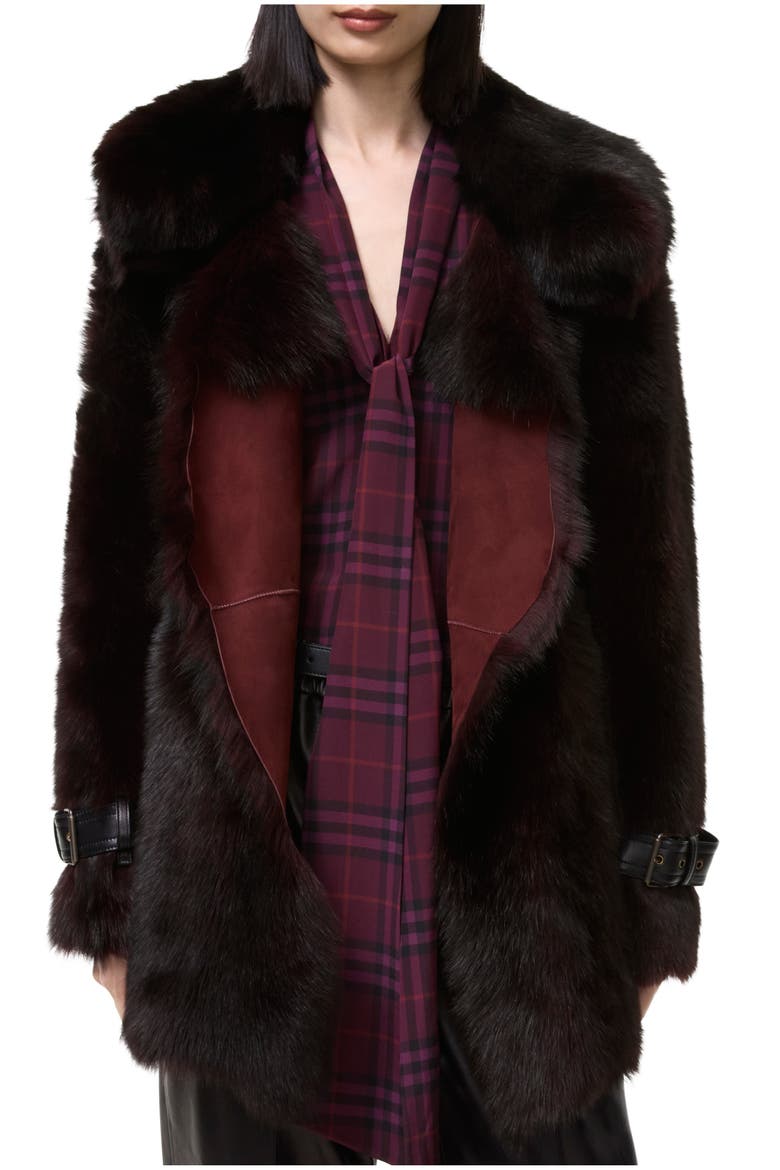 Short Shearling Linley Coat, Main, color, Black/burgundy