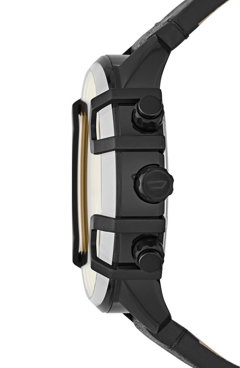 DIESEL<sup>®</sup> Griffed Chronograph Leather Strap Watch, 46mm, Alternate, color, 