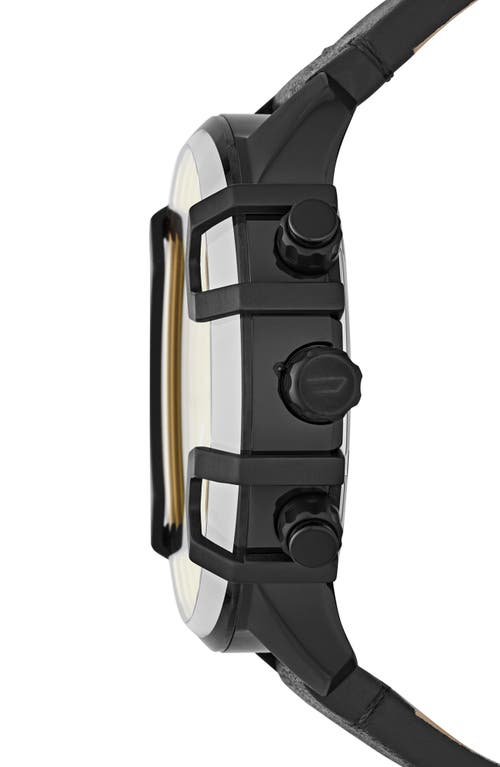 Diesel Men's Chronograph Griffed Black Leather Strap Watch 46mm In Black