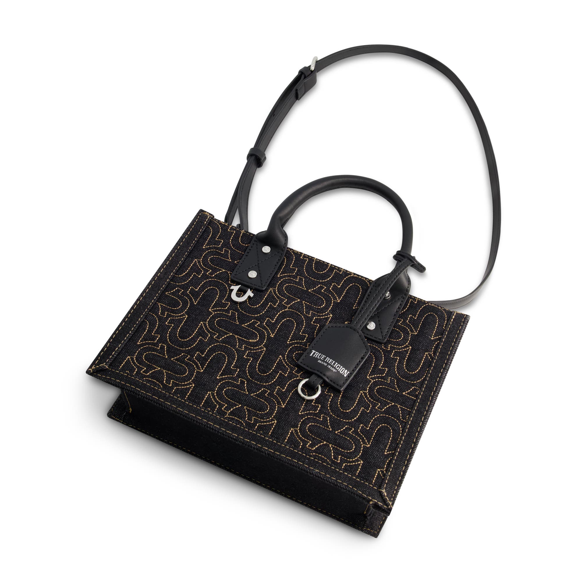 True Religion Quilted Horseshoe Modern Tote, Alternate, color, Denim