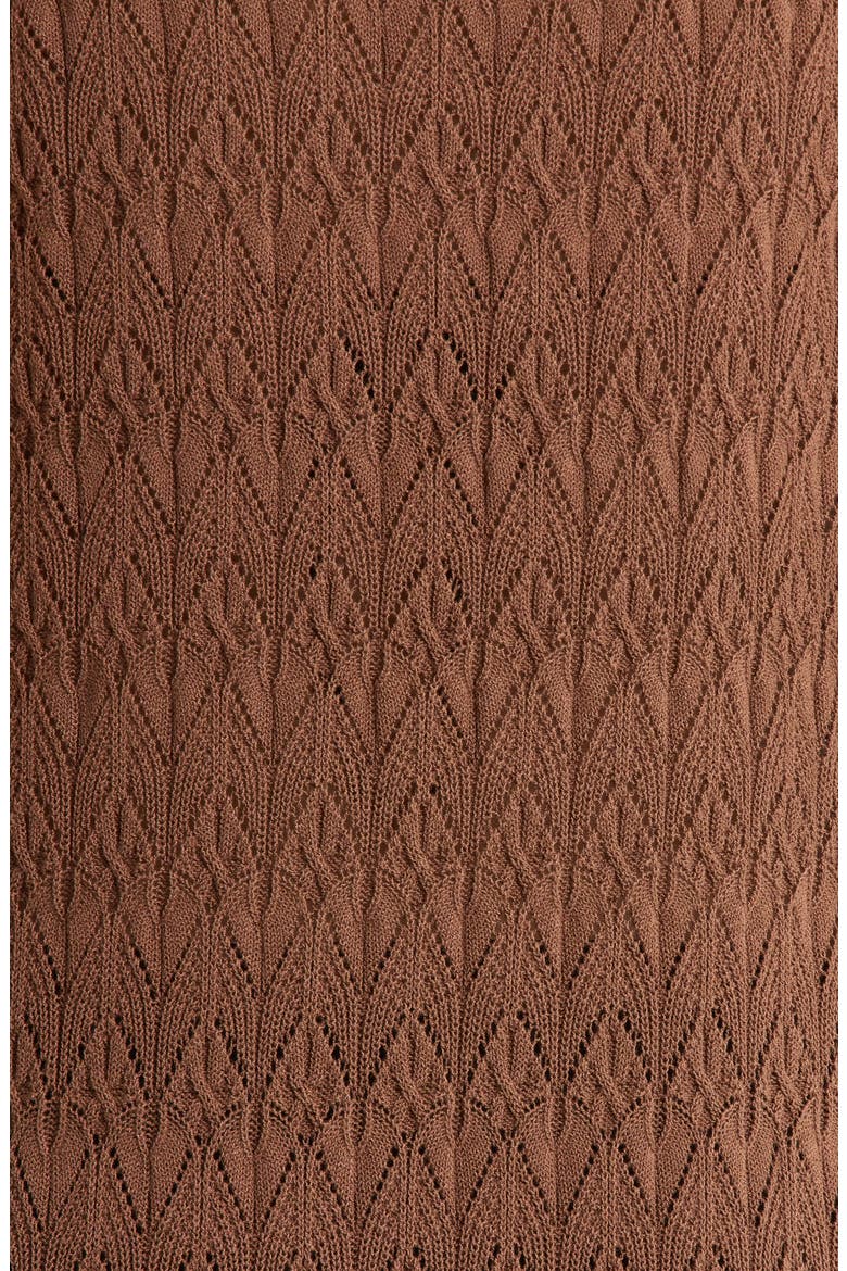 Sleeveless Tie Front Pointelle Cover-Up, Alternate, color, BROWN