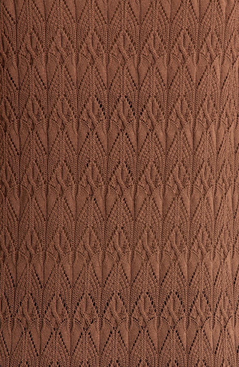 Elan Sleeveless Tie Front Pointelle Cover-Up, Alternate, color, Brown