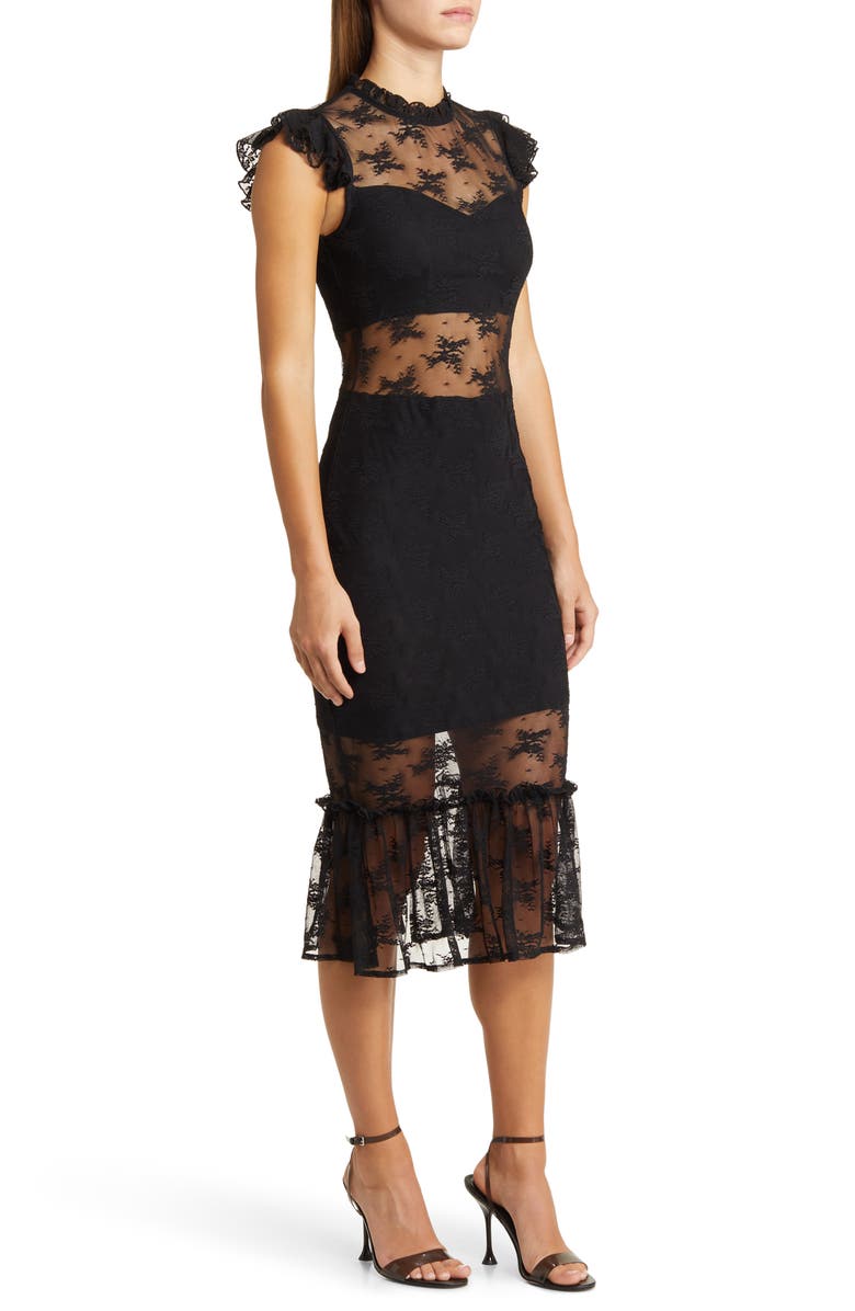 bebe Illusion Lace Midi Dress, Alternate, color, 