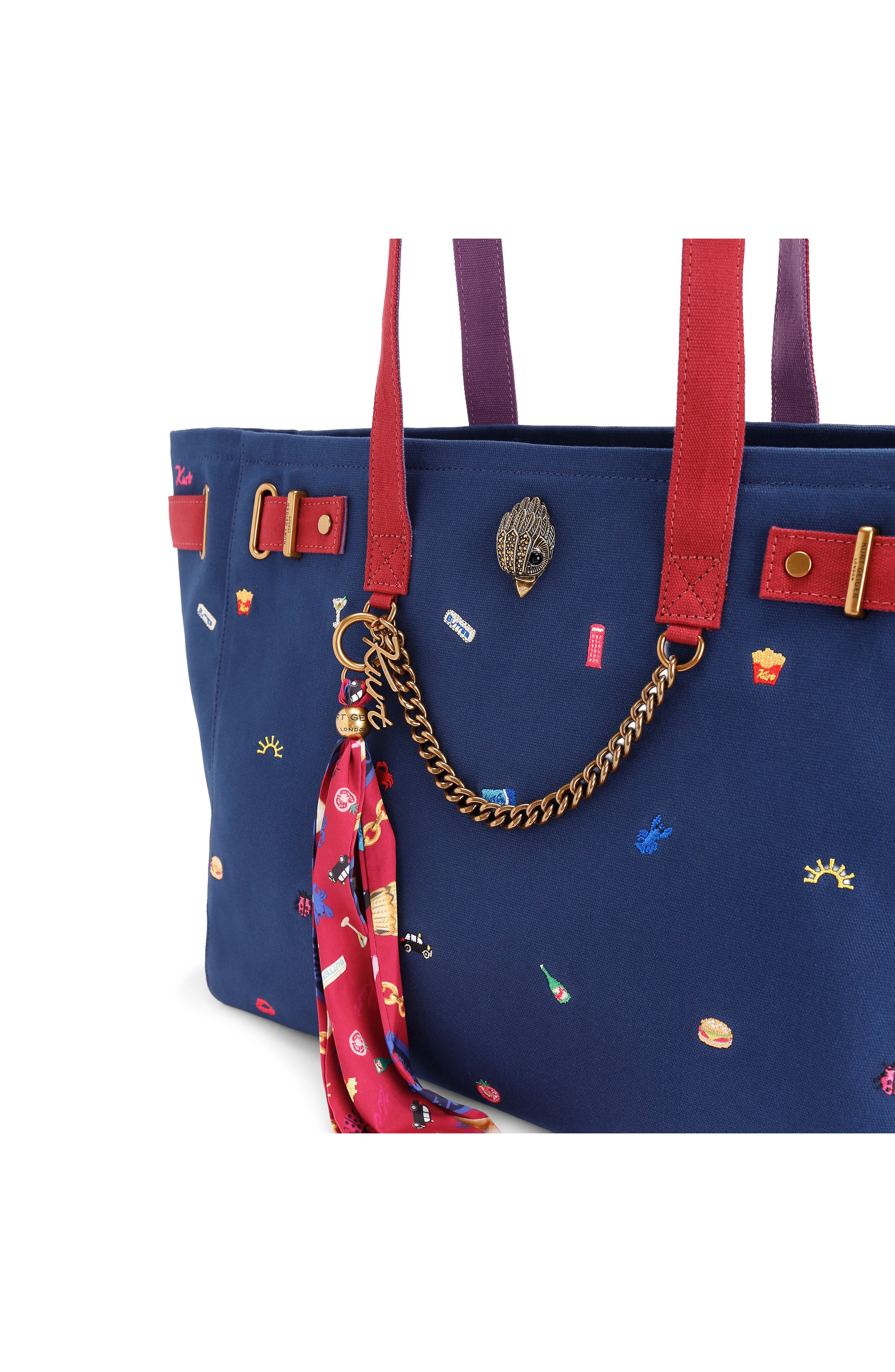 Sloane Embroidered Canvas Shopper Bag, Alternate, color, DARK BLUE