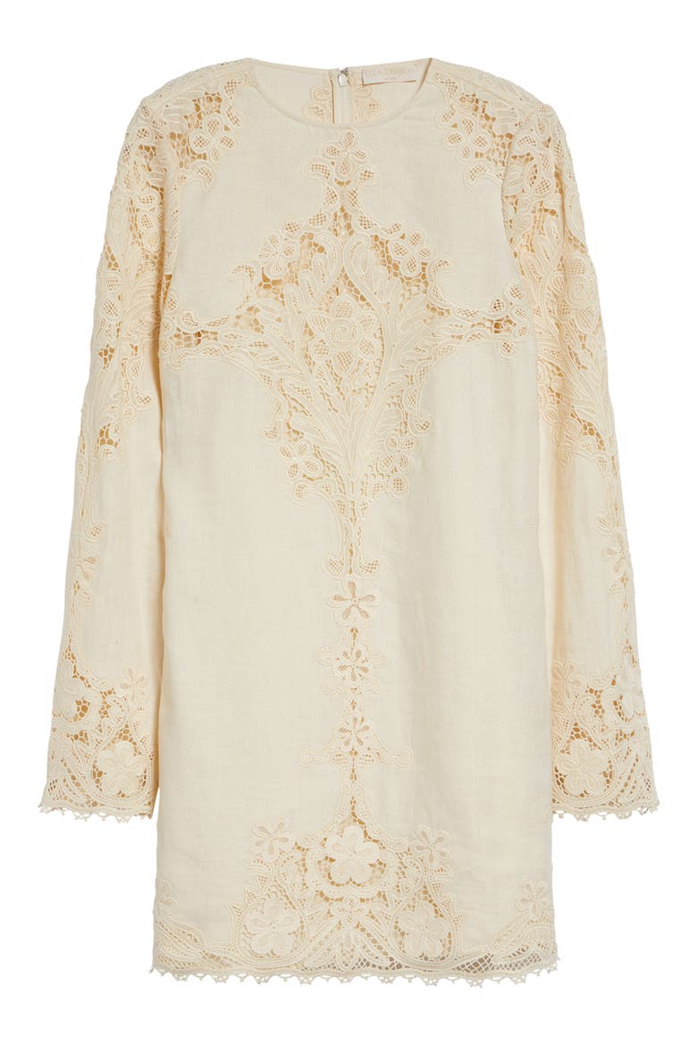 Camie Lace Long Sleeve Shift Minidress, Alternate, color, IVORY