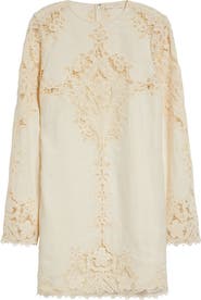 Ulla Johnson Camie Lace Long Sleeve Shift Minidress