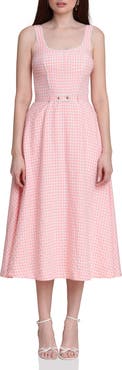 Avec Les Filles Bustier Bodice Gingham Midi Dress
