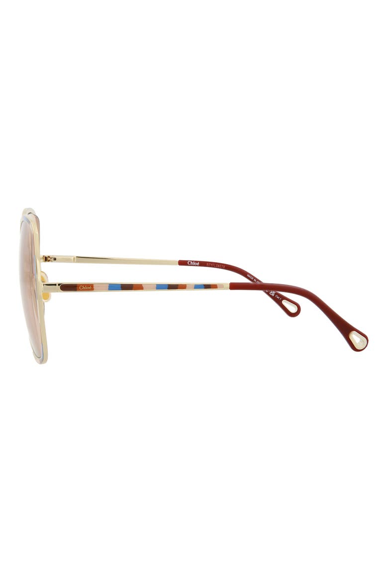 Chloe 60mm Square Sunglasses, Alternate, color, GOLD GOLD ORANGE