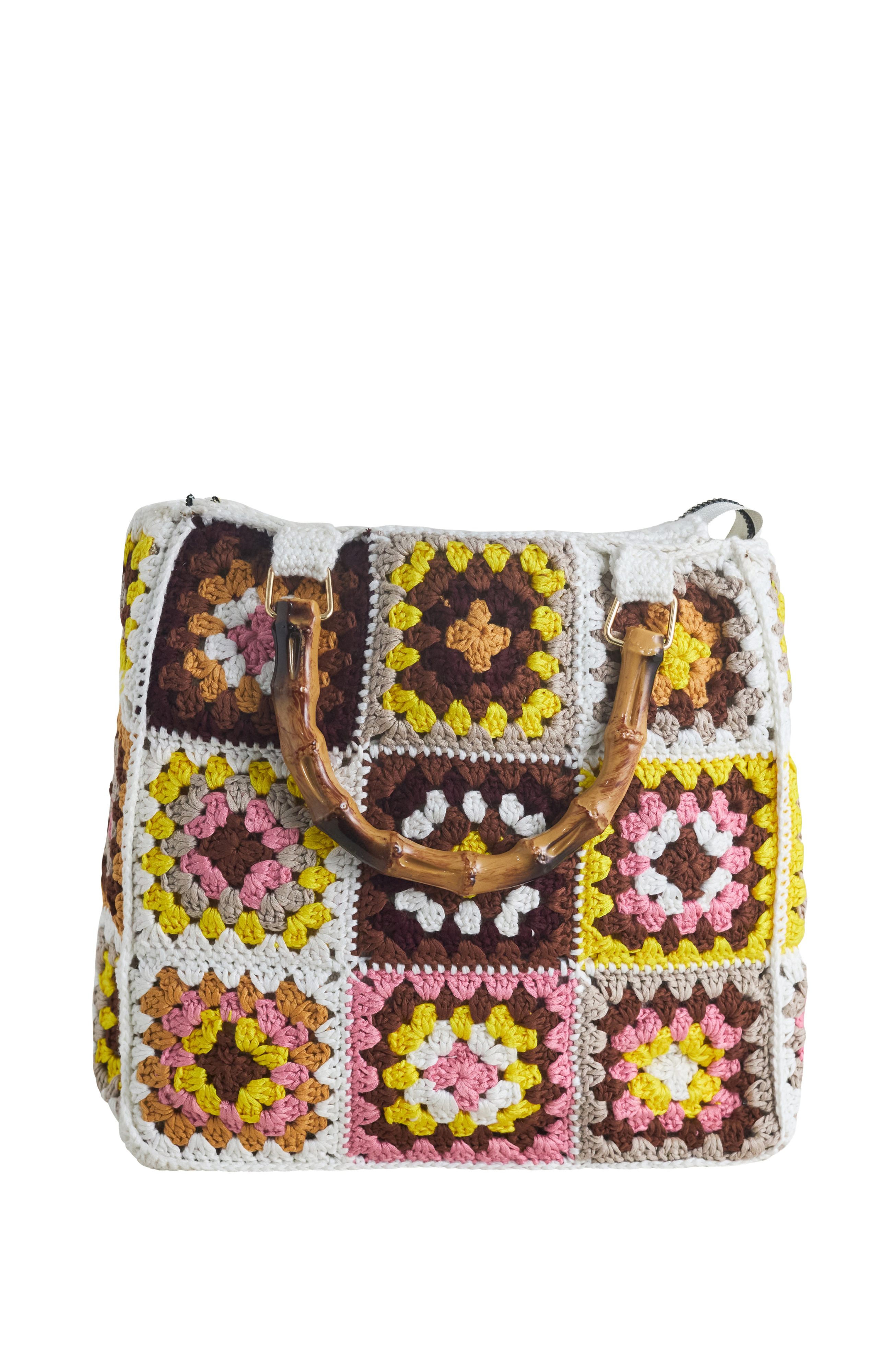 Solomon & Sage Granny Square Crochet Tote Bag, Alternate, color, Brown