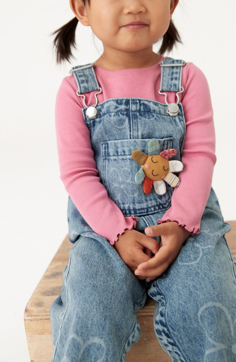 NEXT Kids' 3D Flower Appliqué Denim Overalls, Alternate, color, 