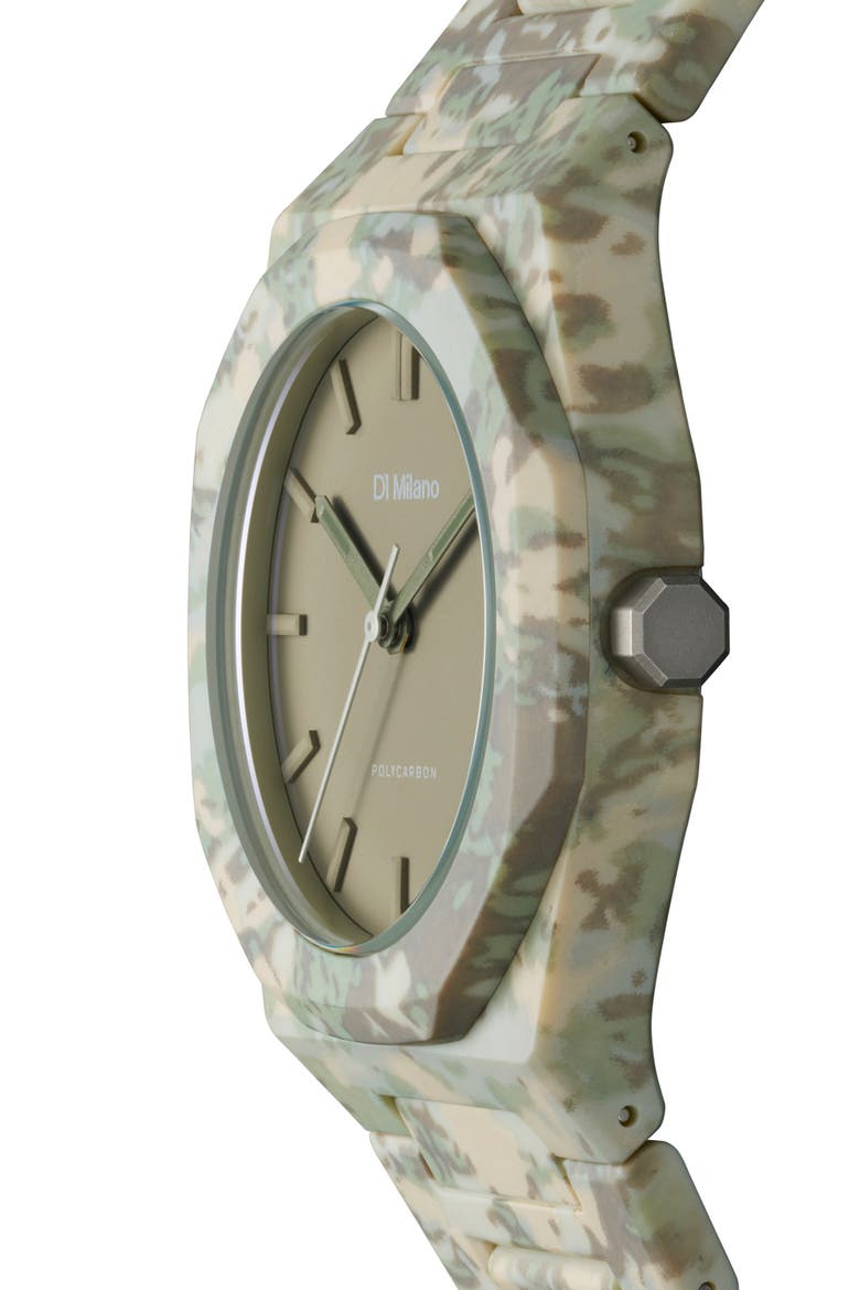 Camo Polycarbon Bracelet Watch, 40.5mm, Alternate, color, GREEN CAMO