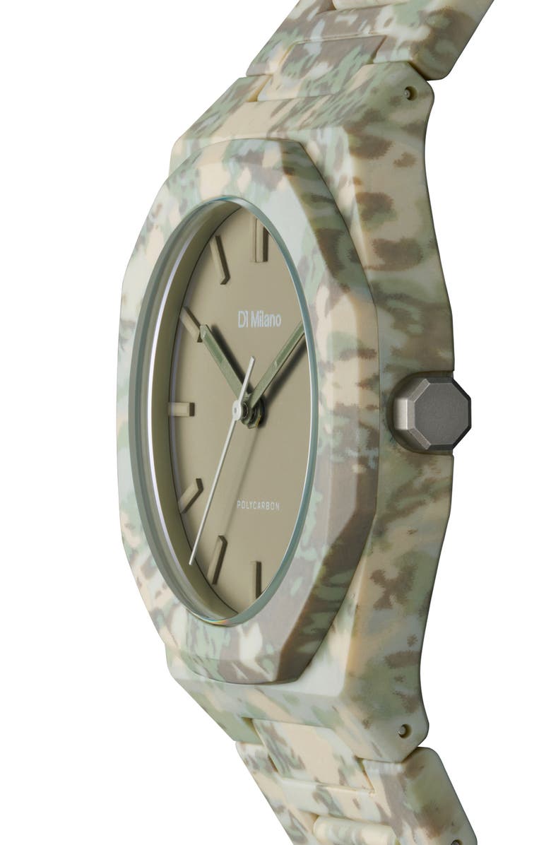 D1 Milano Camo Polycarbon Bracelet Watch, 40.5mm, Alternate, color, Green Camo