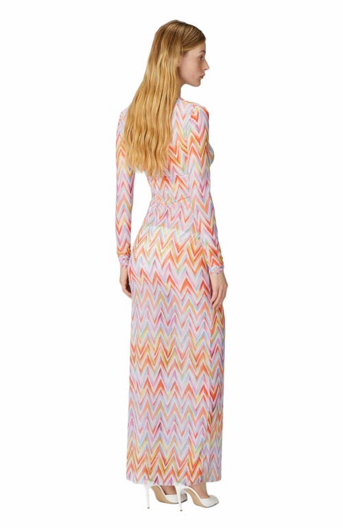 Missoni Fitted Long Cover-up In Printed Tulle In Multi