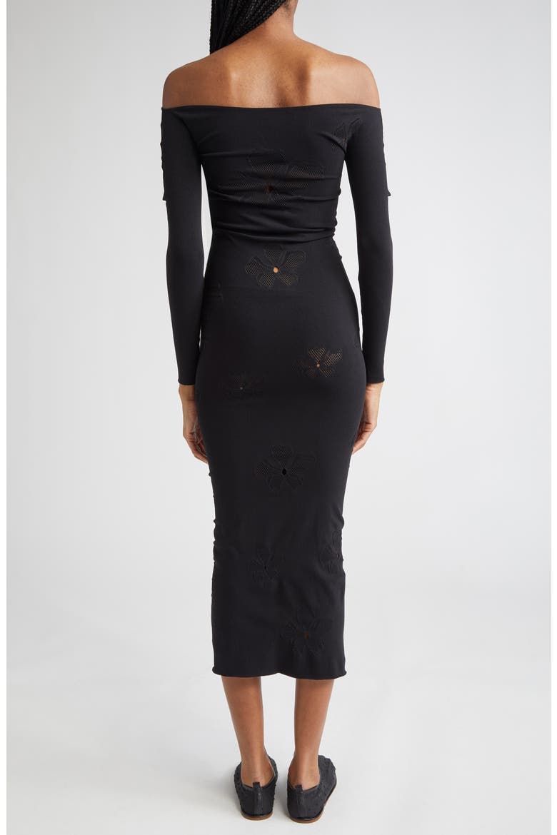 The Monogram Off the Shoulder Long Sleeve Dress, Alternate, color, BLACK