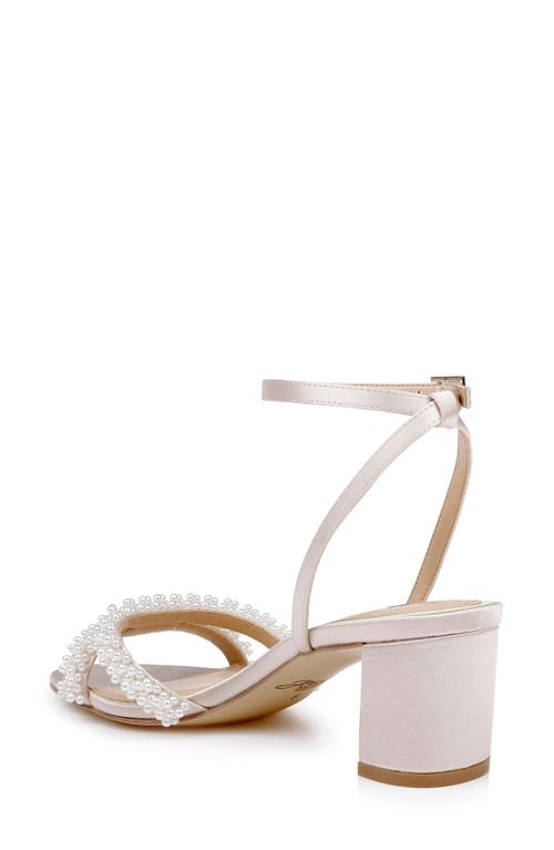 Jewel Badgley Mischka Ninnette Embellished Ankle Strap Sandal In Champagne Satin