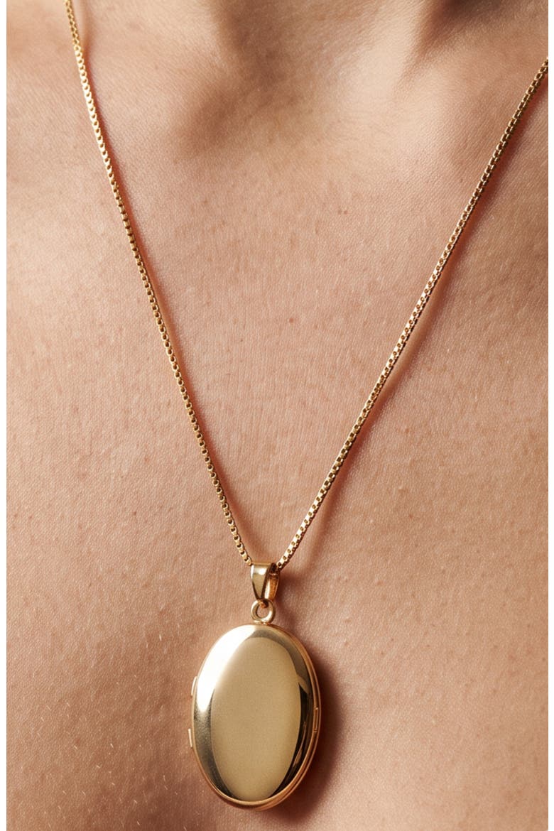 Stacy 14k Gold Plated Oval Locket Necklace, Alternate, color, GOLD