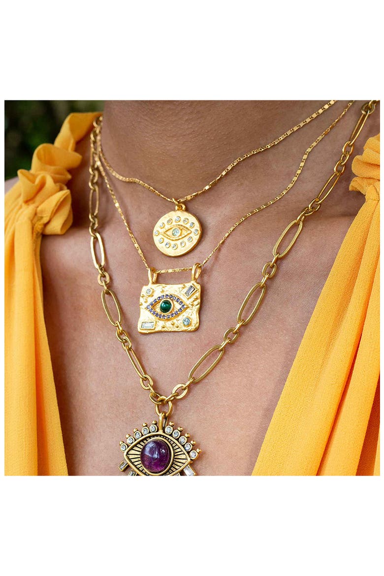 See No Evil Talisman Necklace, Alternate, color, GREEN