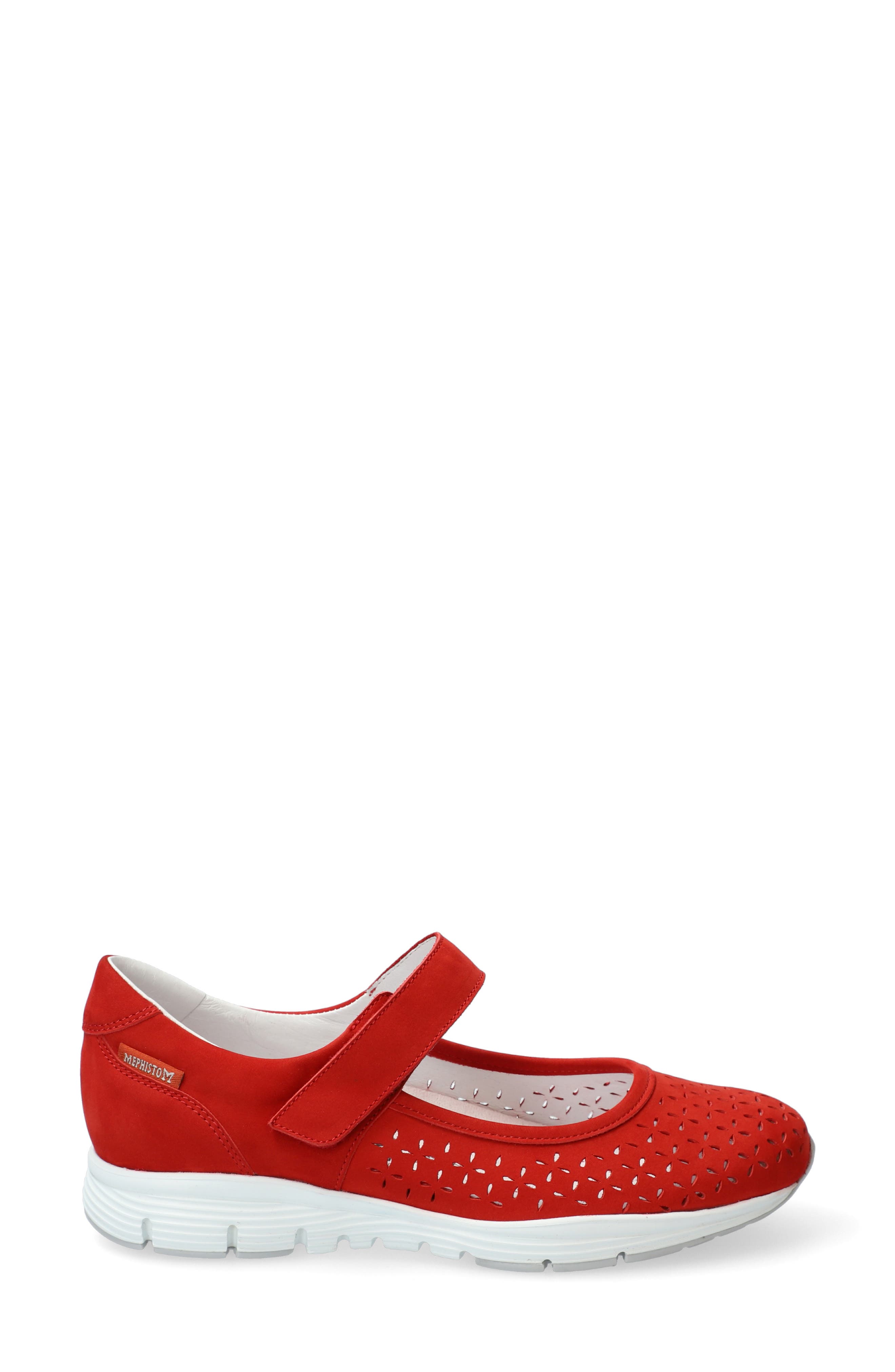 Yelina Perforated Mary Jane Sneaker, Alternate, color, SCARLET NUBUCK LEATHER
