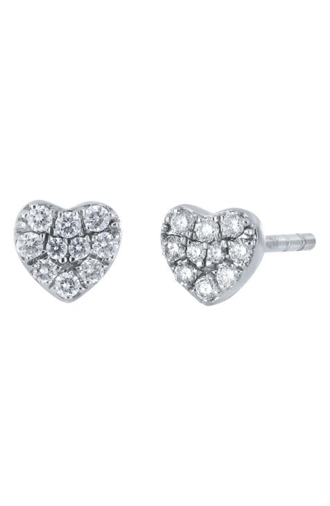 Petite 18K White Gold Diamond Heart Stud Earrings - 0.09ct. (Nordstrom Exclusive)