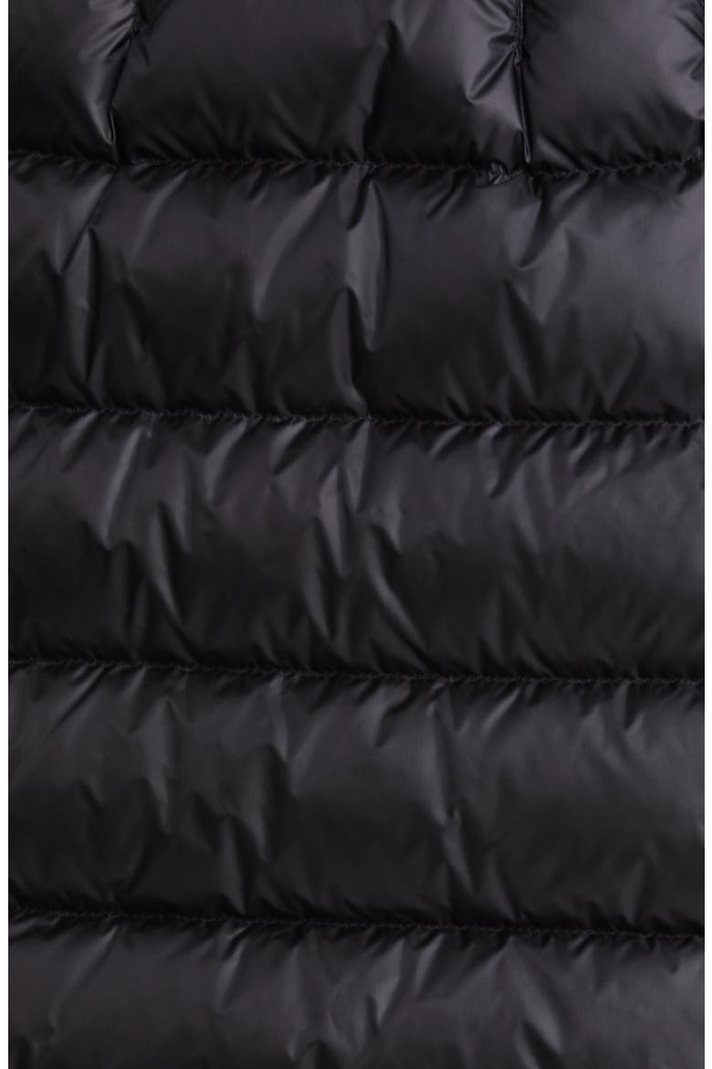 Hermine Grosgrain Trim Quilted Down Puffer Coat, Alternate, color, BLACK/ BLACK